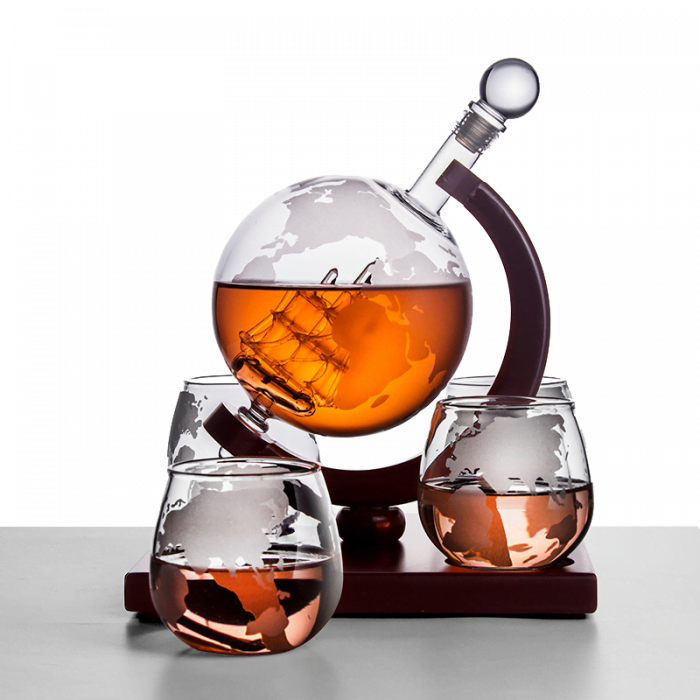 Globe Decanter and Glasses