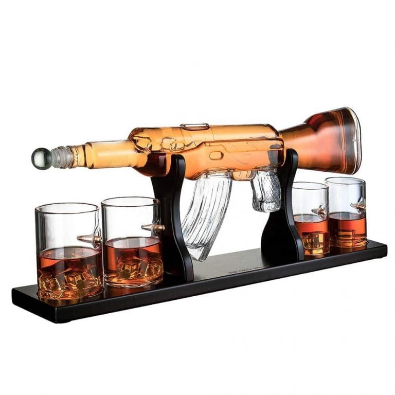 AK-47 rifle-shaped whiskey decanter