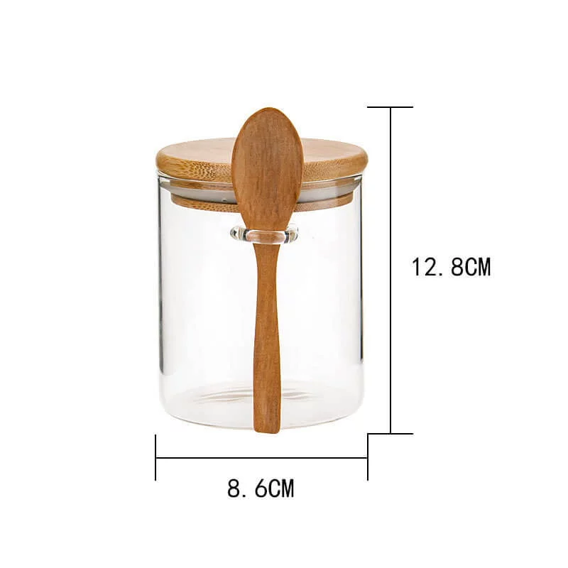 glass jar with bamboo spoon