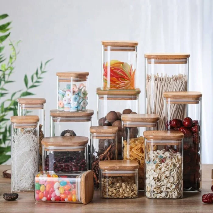 glass square jar with lid