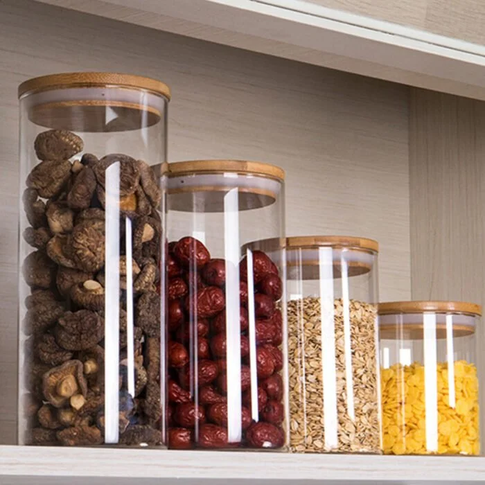 borosilicale glass jar with bamboo lid