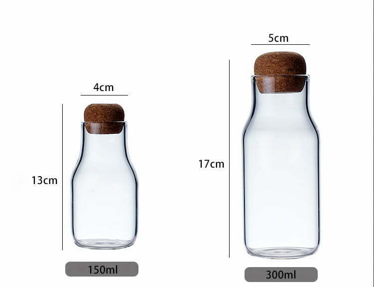 glass jar with natural cork stopper lid