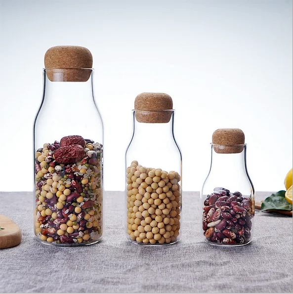 glass jar with natural cork stopper lid