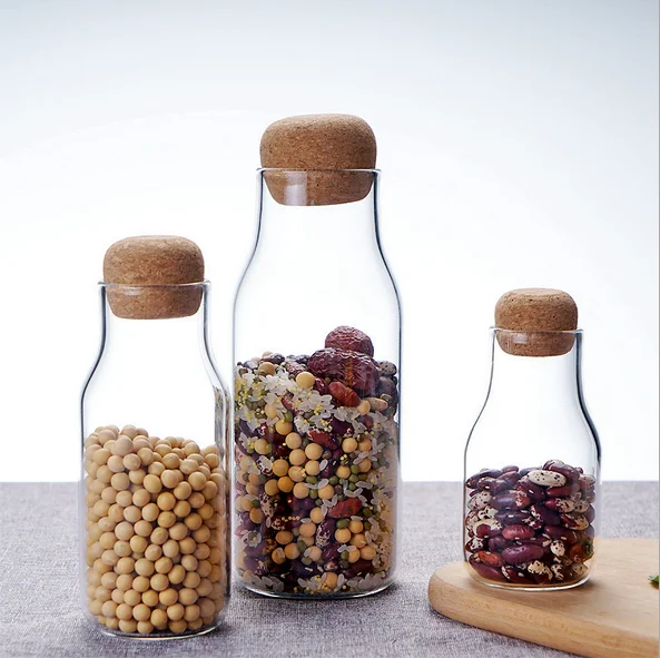 glass jar with natural cork stopper lid