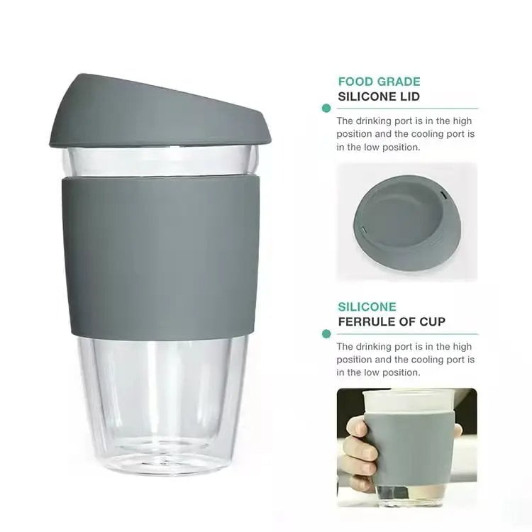 Glass Mug with Silicone Lid 