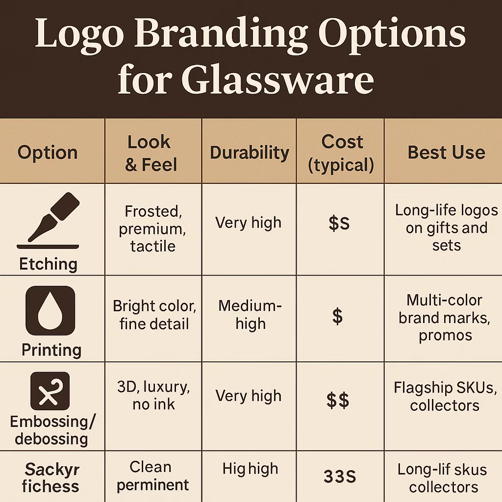 Branding Options for Custom Borosilicate Decanters: Etching, Printing, Logo Embossing