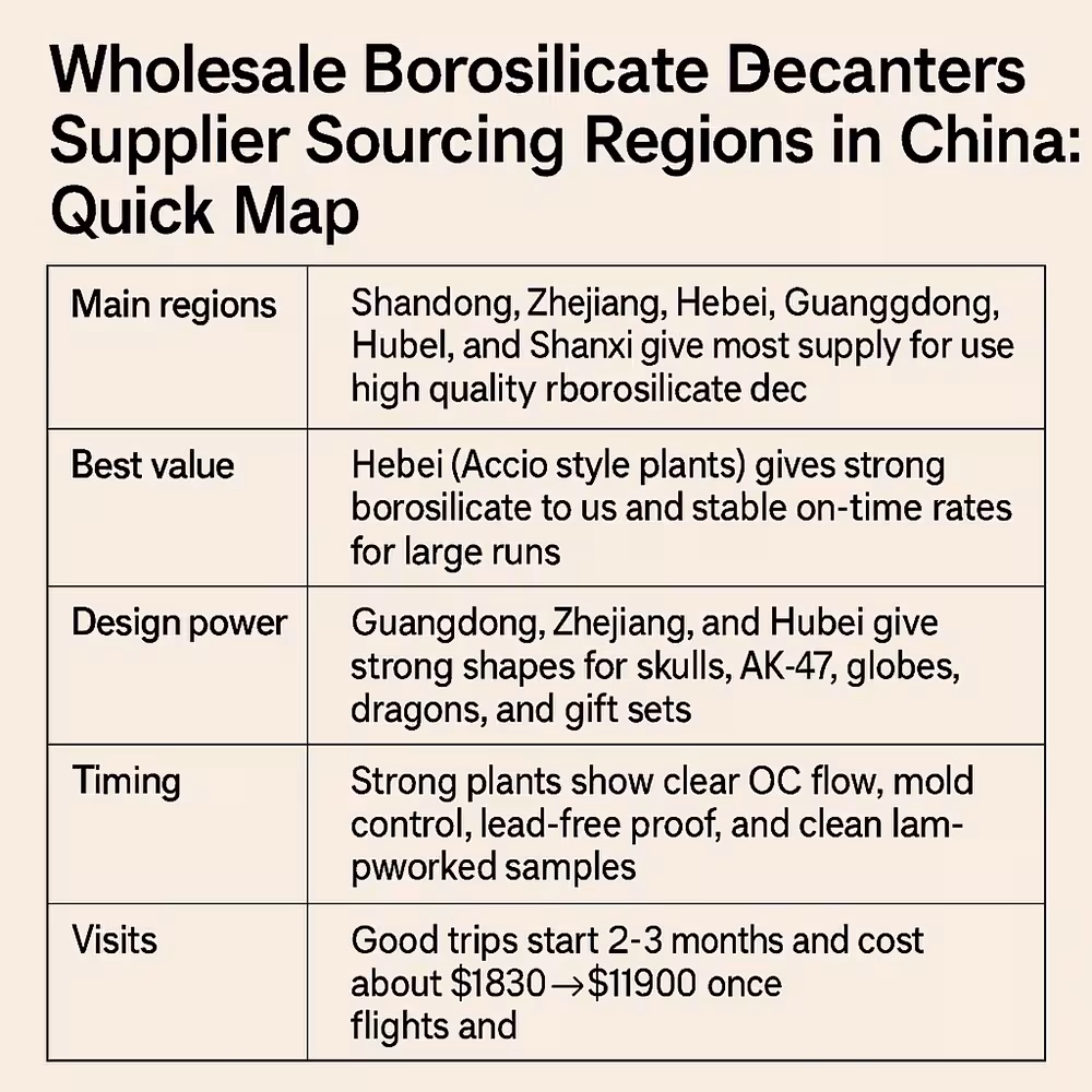 Wholesale Borosilicate Decanter Suppliers in China: Shandong, Zhejiang, Hebei, Guangdong, Hubei, Shanxi Guide