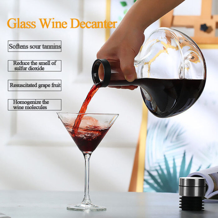 Wholesale 1000ml Quick-Sobering Crystal Wine Decanter | 35OZ Glass Aerating Bottle with Food Grade Silica Gel Manufacturer - Imagen 4