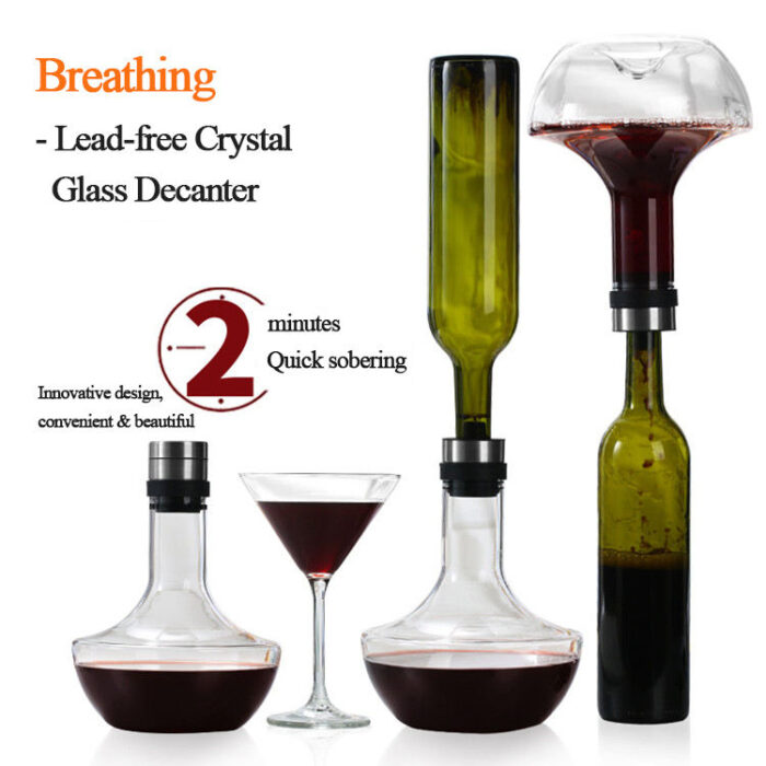 Wholesale 1000ml Quick-Sobering Crystal Wine Decanter | 35OZ Glass Aerating Bottle with Food Grade Silica Gel Manufacturer - Imagen 3